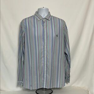 Ralph Lauren Men's Size XL TG Striped Rainbow Long Sleeve Casual Button Shirt